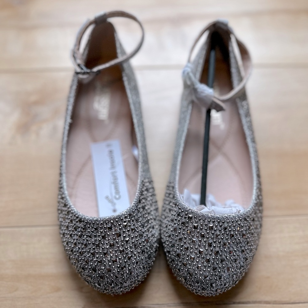Girls Silver sparkle De Blossom dress shoes